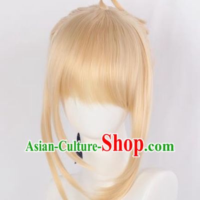 Fate My King Saber Mixed Golden Hair Version Cosplay Ladies Anime Wig