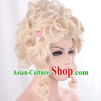 Fluffy European And American Queen Sand Apricot Color Slightly Curly High Temperature Wire Dance Cosplay Cos Wig
