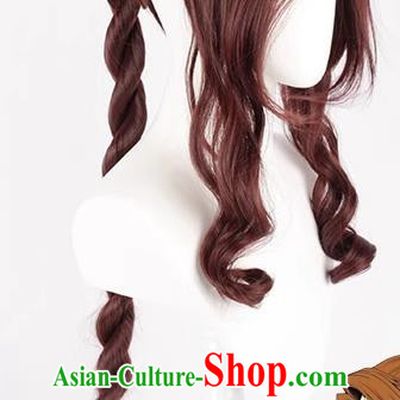 Strapped Split Single Ponytail Final Fantasy Alice Anime Wig Brown Braid