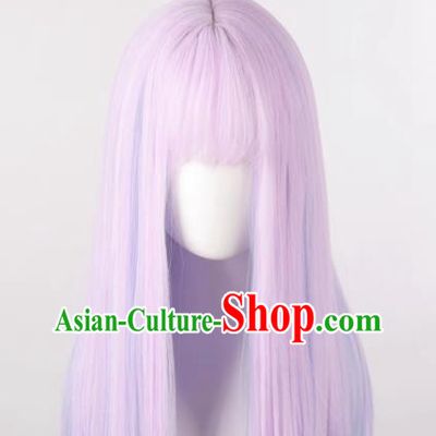 Wig Female Long Hair Long Straight Hair Pink Purple Mixed Blue Gradient Lolita Ladies Lolita Whole Wig
