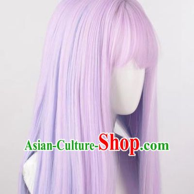 Wig Female Long Hair Long Straight Hair Pink Purple Mixed Blue Gradient Lolita Ladies Lolita Whole Wig