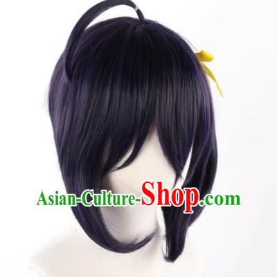 Chuunibyou Also Wants To Fall In Love With The Six Flowered Blue Purple And Black Hairband And Cosplay Wig