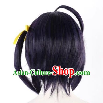 Chuunibyou Also Wants To Fall In Love With The Six Flowered Blue Purple And Black Hairband And Cosplay Wig
