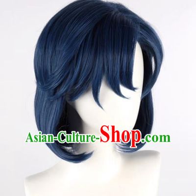 Sailor Moon Mizuno Ami Mercury Mixed With Blue Short Curly Hair Cos Anime Wig Fake Hair