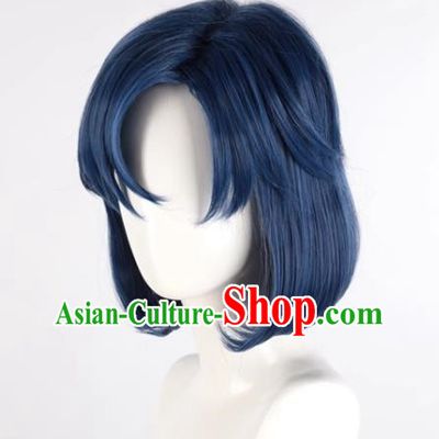 Sailor Moon Mizuno Ami Mercury Mixed With Blue Short Curly Hair Cos Anime Wig Fake Hair