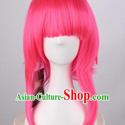 Rose Red Cosplay Mid Length Anime Female Style Tennoji Rina Universal Full Bangs Wig