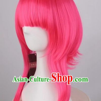 Rose Red Cosplay Mid Length Anime Female Style Tennoji Rina Universal Full Bangs Wig