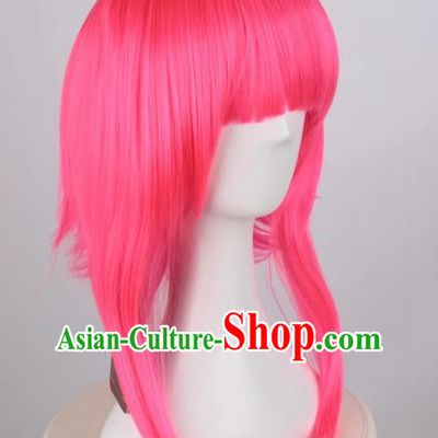 Rose Red Cosplay Mid Length Anime Female Style Tennoji Rina Universal Full Bangs Wig