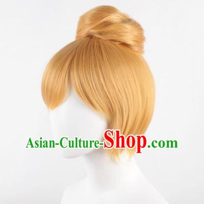Wonderful Fairy Tinker Bell Animation Wig Golden Single Hair Cosplay Wig