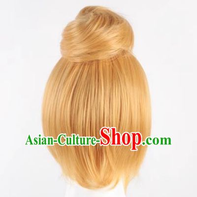 Wonderful Fairy Tinker Bell Animation Wig Golden Single Hair Cosplay Wig