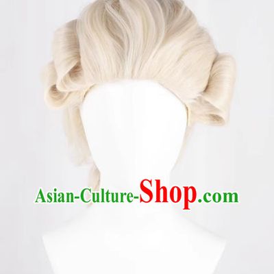 Pianist Palace Performance Props Headgear Judge Lawyer Fake Hair Beige Long Curly Hair Cos Wig