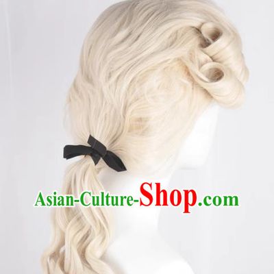 Pianist Palace Performance Props Headgear Judge Lawyer Fake Hair Beige Long Curly Hair Cos Wig