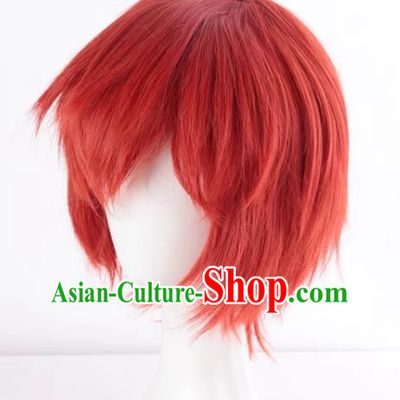 Assassination Classroom Akabane Industry Emiya Shirou Orange Red Short Hair Cos Wig Fake Hair