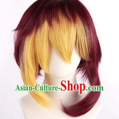 Yu Gi Oh Zexal Yellow Mixed Red Cos Full Fake Hair Anime Male Short Hair Cosplay Wig