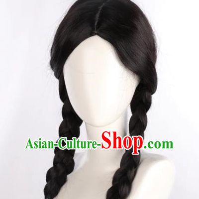 Black Middle Parted Braided Cos Wig