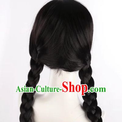 Black Middle Parted Braided Cos Wig