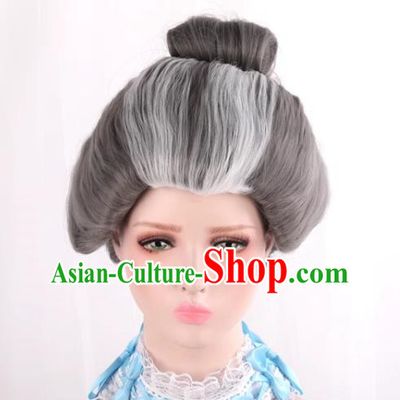 Stepmother Silver Gray Mixed White Animation Stage Play Cosplay COS Wig