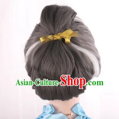 Stepmother Silver Gray Mixed White Animation Stage Play Cosplay COS Wig