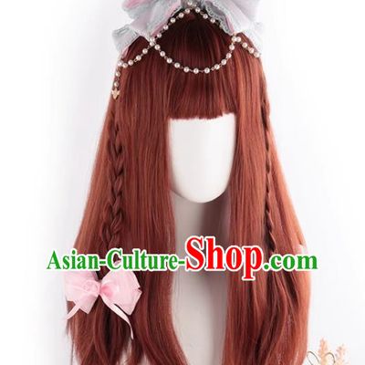 Long Hair Daily Natural Realistic Dirty Orange Long Curly Hair Soft Girl Internet Celebrity Lolita Girl Lo Wig