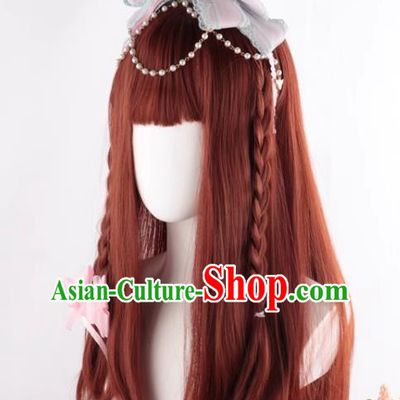 Long Hair Daily Natural Realistic Dirty Orange Long Curly Hair Soft Girl Internet Celebrity Lolita Girl Lo Wig