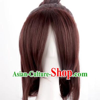 Mixed Brown Single Ponytail Cos Anime High Temperature Silk Wig
