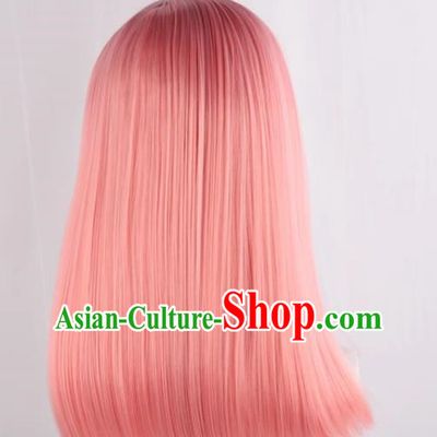 Long Straight Hair Soft Girl Lolita Pink Collarbone Hair Loli Lolita Wig Cos Fake Hair