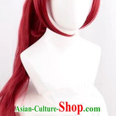 Red Single Ponytail Curly Hair Persona 5 THE ROYAL P5R Yoshizawa Kasumi Cos Wig