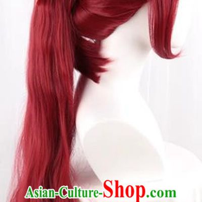 Red Single Ponytail Curly Hair Persona 5 THE ROYAL P5R Yoshizawa Kasumi Cos Wig