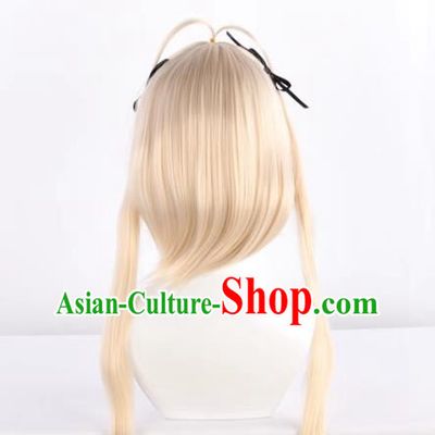 Yuan Zhikong Kasugano Qiongqiongqiongmei Thin Ponytail Rice Gold Cos Wig