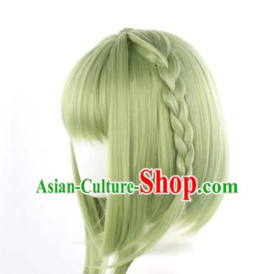 Earth Bound Boy Hanako Kun Nanafeng Sakura Cos Wig Light Green Inner Buckle Long Sideburns Braid