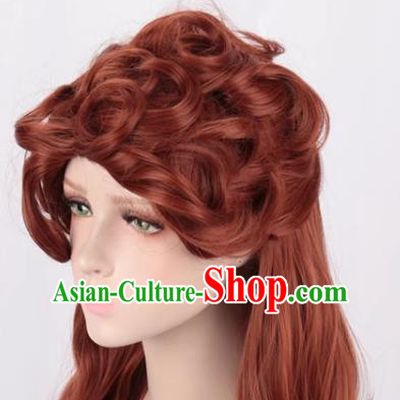 Retro Style Brown High Top Curly Hair Ladies Medium Long Hair Lady Dance Performance Photo Cos Wig