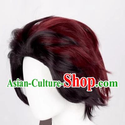 Demon Slayer Cos Tanjiro Kamado's Gradient Back And Reverse Style Anime Wig
