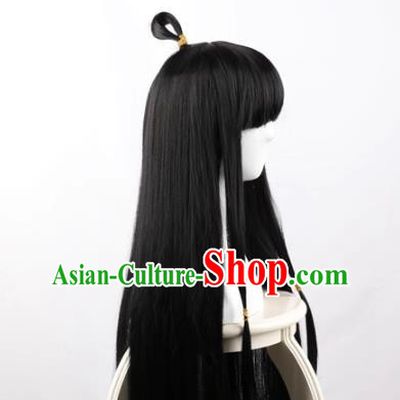 Ayari Maya Cos Fake Hair Black 100cm Female Full Bangs Long Straight Hair Cosplay Wig