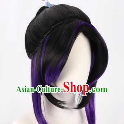 Demon Slayer Cos Butterfly Ninja Kocho Insect Pillar Black Gradient Purple Cosplay Wig