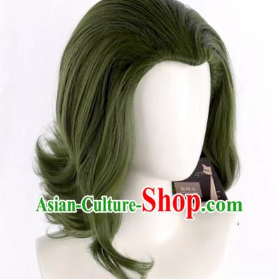 Movie Joker Mixed Green Short Curly Cosplay Wig
