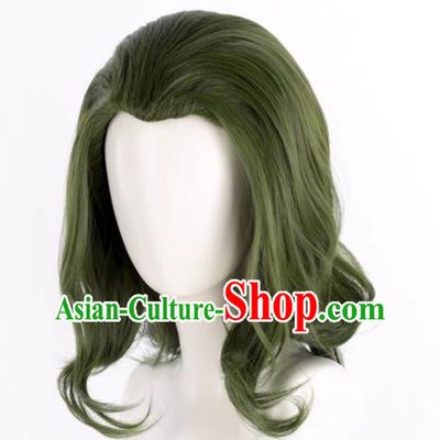 Movie Joker Mixed Green Short Curly Cosplay Wig