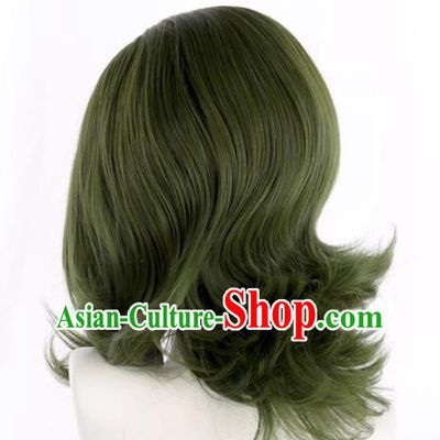 Movie Joker Mixed Green Short Curly Cosplay Wig