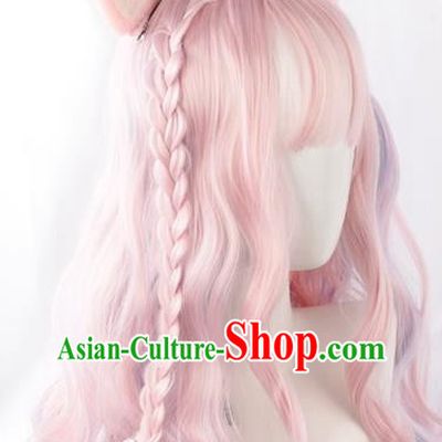 Harajuku Soft Girl Lolita Long Curly Hair Rainbow Color Cute Girl Cute Girl Cos Wig