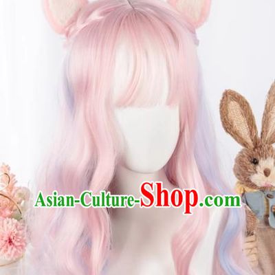 Harajuku Soft Girl Lolita Long Curly Hair Rainbow Color Cute Girl Cute Girl Cos Wig