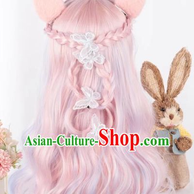 Harajuku Soft Girl Lolita Long Curly Hair Rainbow Color Cute Girl Cute Girl Cos Wig