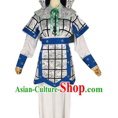 Blue Drama Soldier Clothes Costumes Yue Opera Huangmei Opera Costumes Qiong Opera Singer Opera Male Soldier Wusheng Clothes