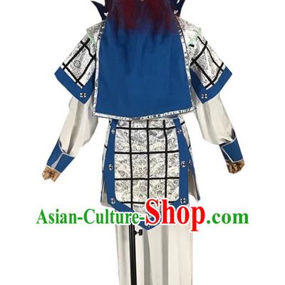 Blue Drama Soldier Clothes Costumes Yue Opera Huangmei Opera Costumes Qiong Opera Singer Opera Male Soldier Wusheng Clothes