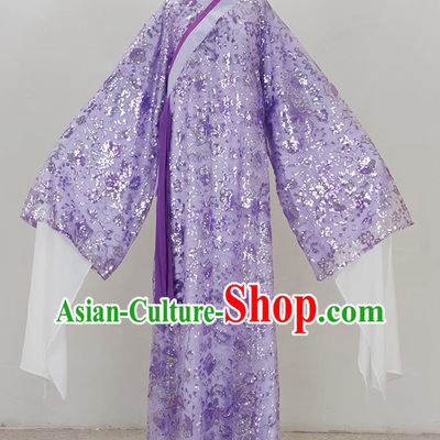 Purple Drama Costumes Ancient Costumes Yue Opera Huangmei Opera Costumes Cantonese Opera And Qiong Opera Costumes Sequins Diagonal Collar Water Sleeves Student Clothes