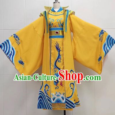 Golden Drama Costumes Ancient Costumes Shaoxing Opera Huangmei Opera Niche Embroidered Dragons Water Legs Large Cuffs Qinghe King Dragon Robe Emperor Prince Clothes