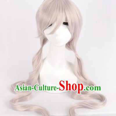 Yukiyin 100CM Cosplay Mixed Silver Double Ponytail Slender Straight Hair Wig