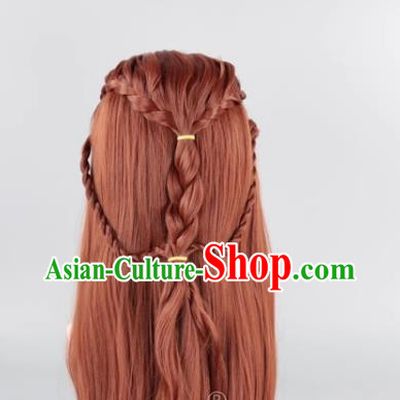 100CM Brown Beauty Pointed Elf Female Cosplay Anime Wig
