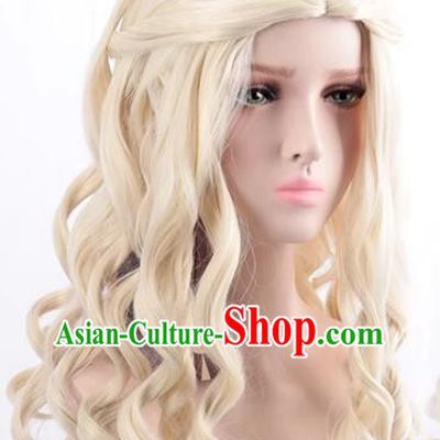Queen Beige Middle Parted Long Curly Hair Cosplay Anime Wig