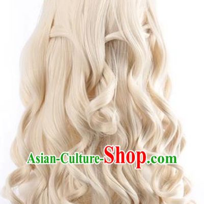 Queen Beige Middle Parted Long Curly Hair Cosplay Anime Wig