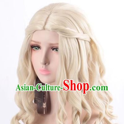 Queen Beige Middle Parted Long Curly Hair Cosplay Anime Wig