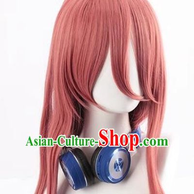 Fifth Quarter Flower Wedding Bride Nakano Mijiu Smoke Pink Long Straight Hair Cos Anime Wig
